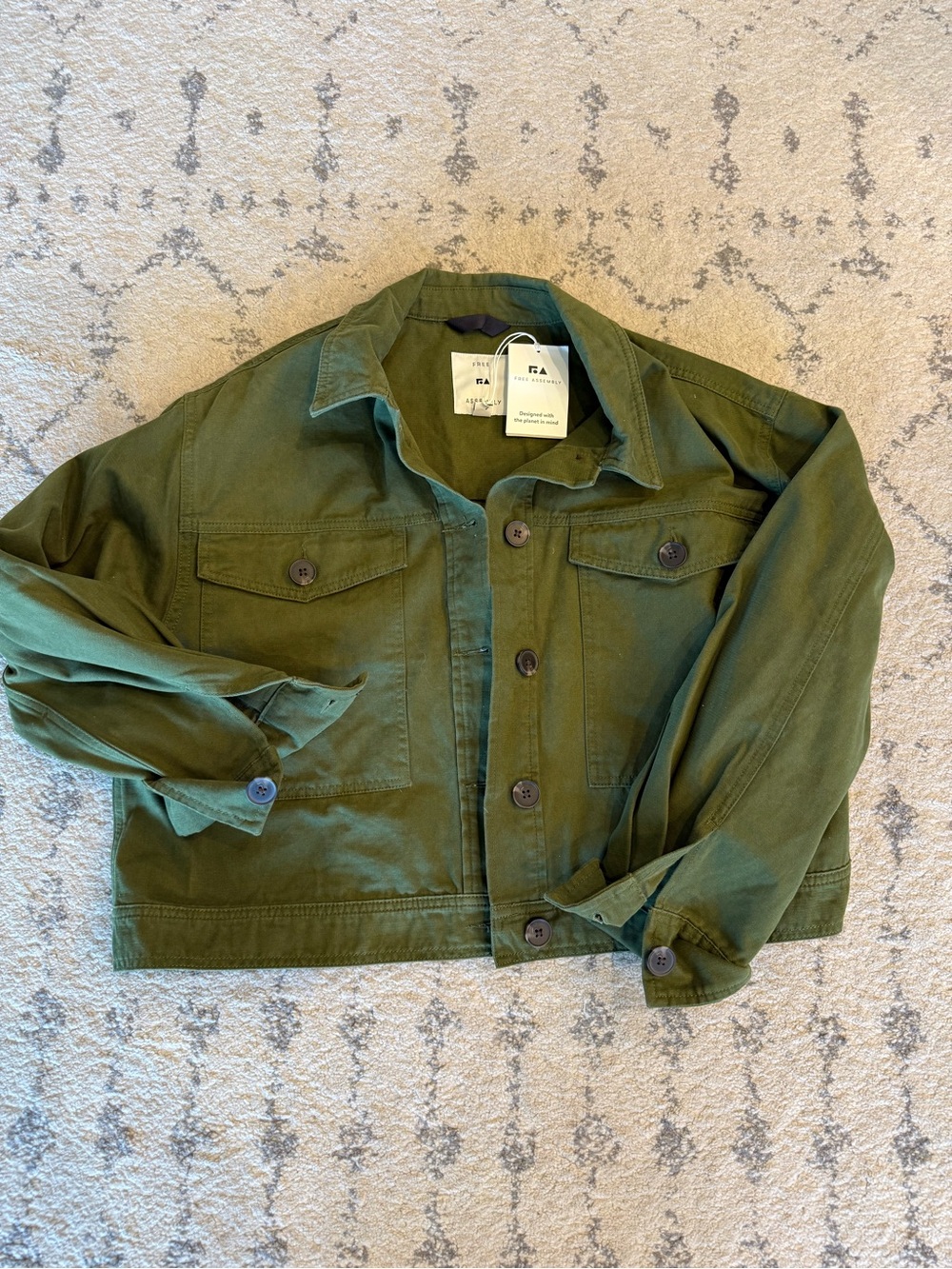 Cropped Olive Green Utility Jacket